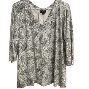 J Jill Wearever Collection Tropical Palm V-Neck Top XL